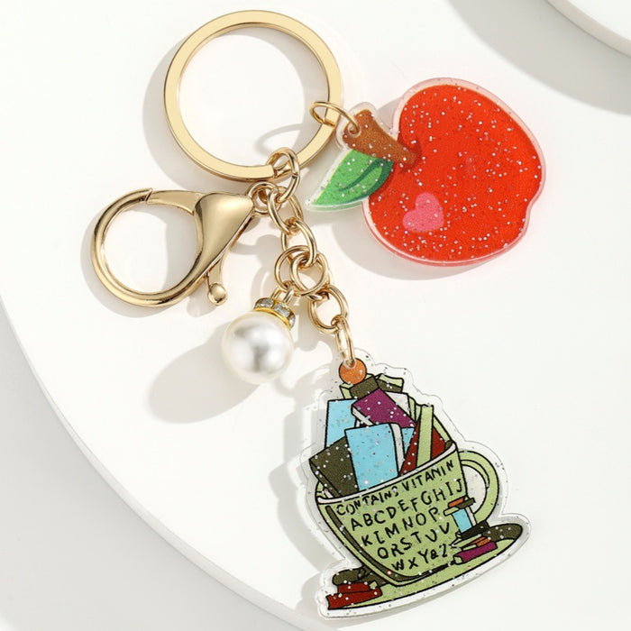 Wholesale Acrylic Pearl Apple Keychain
