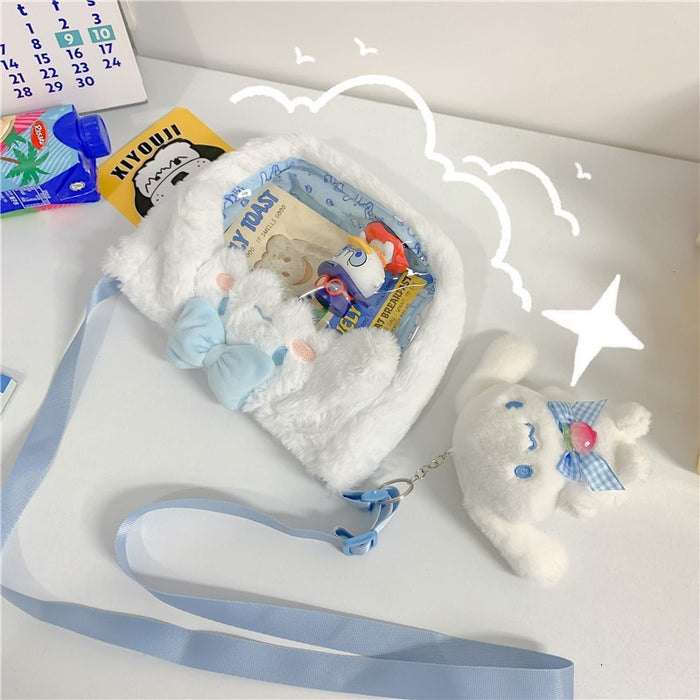 Wholesale Cute transparent PVC cartoon doll crossbody bag, personalized shoulder bag