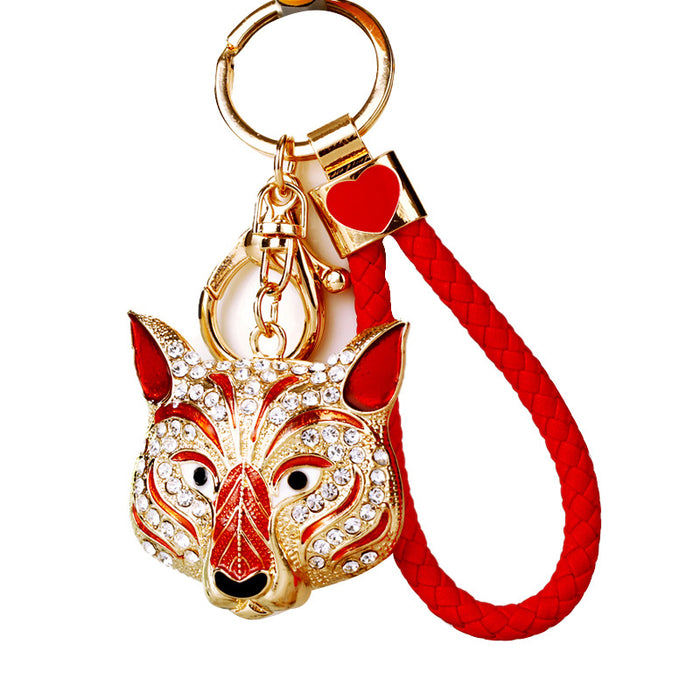 Wholesale Leopard Head Car Keychain Metal Pendant Keychain Ring