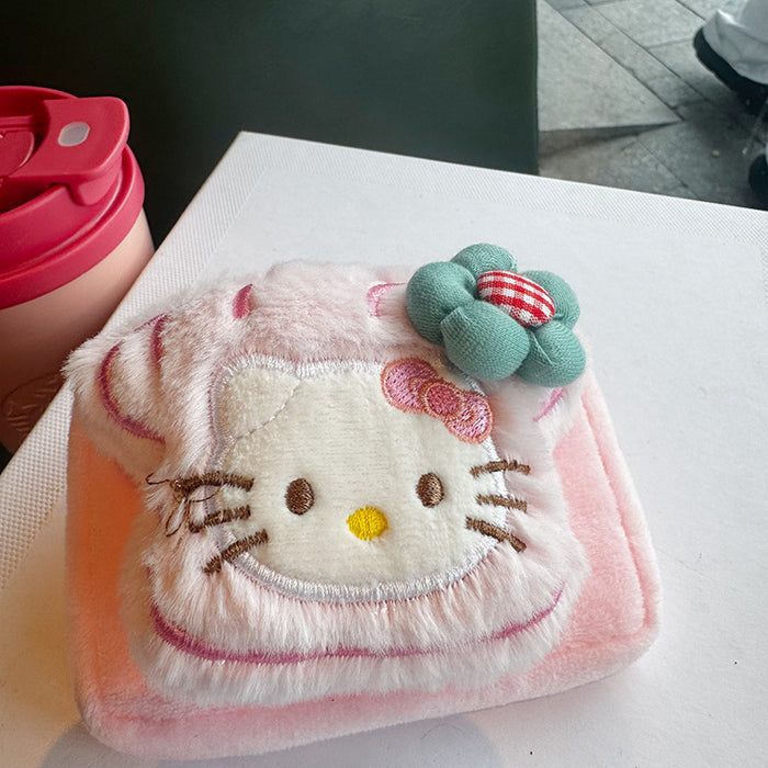 Wholesale Plush cat square pink coin purse earphones bag pendant key lipstick bag coin bag