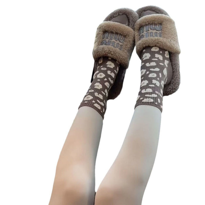 Wholesale  Socks Women's  Trendy All-match Letters Leopard Print  Vintage Stockings High Waist Socks