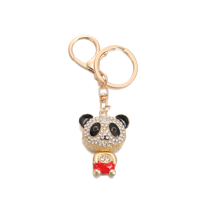 Wholesale Diamond encrusted teddy bear car key pendant, cute and exquisite small gift, women's handbag chain pendant, keychain ring