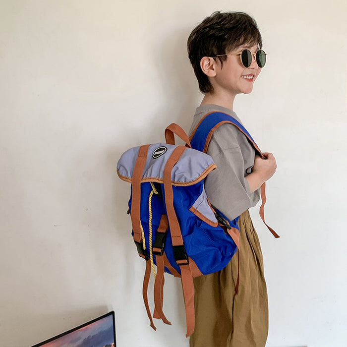 Wholesale Children's bag, contrasting color backpack, handsome outdoor travel, large capacity backpack, lightweight backpack