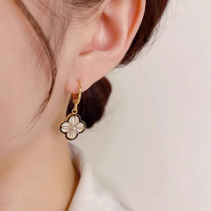 Wholesale Exquisite and versatile zircon crystal earrings with ear buckles, featuring a niche earring design