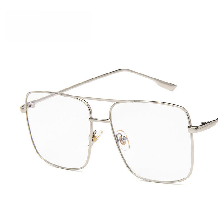 Wholesale Double beam large box metal flat mirror retro artistic polygonal frame square large frame glasses