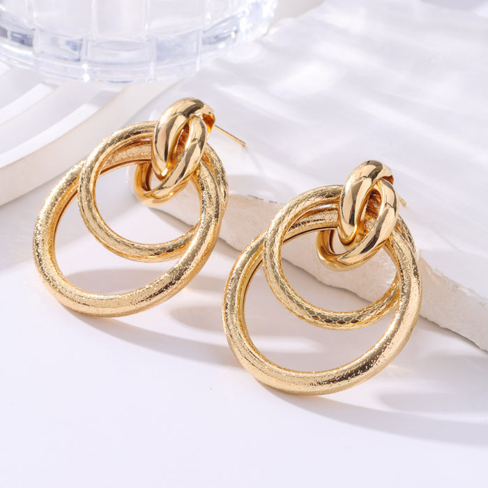 Wholesale Geometric Round Gold Hoop Earrings Trendy Jewelry Accessory MOQ≥3
