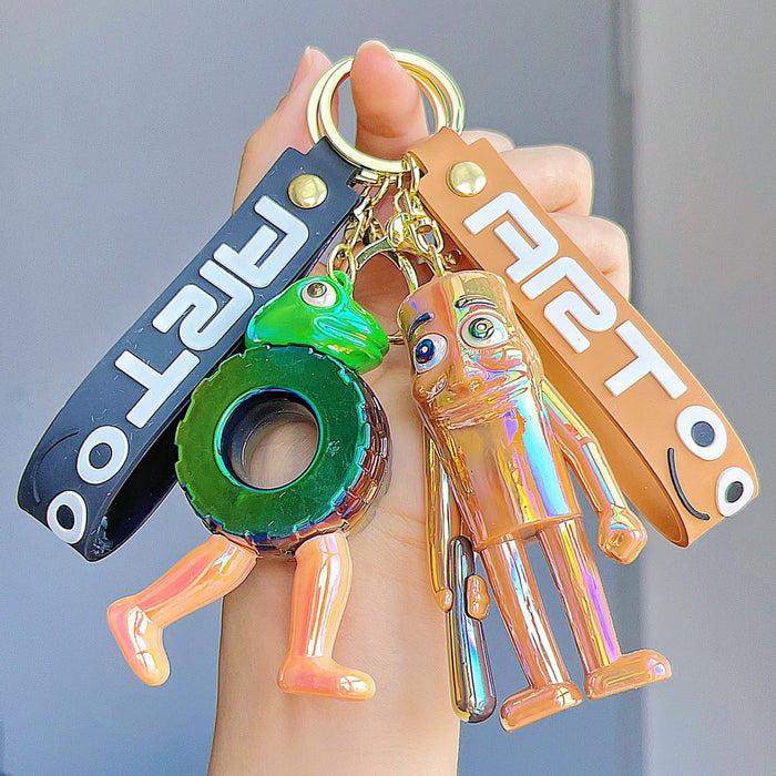 Wholesale Cute electroplated glossy cartoon character keychains