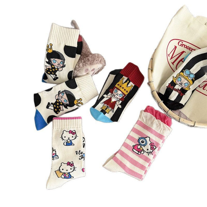 Wholesale Cute socks, mid length socks, pure cotton stockings, personalized and creative design sense