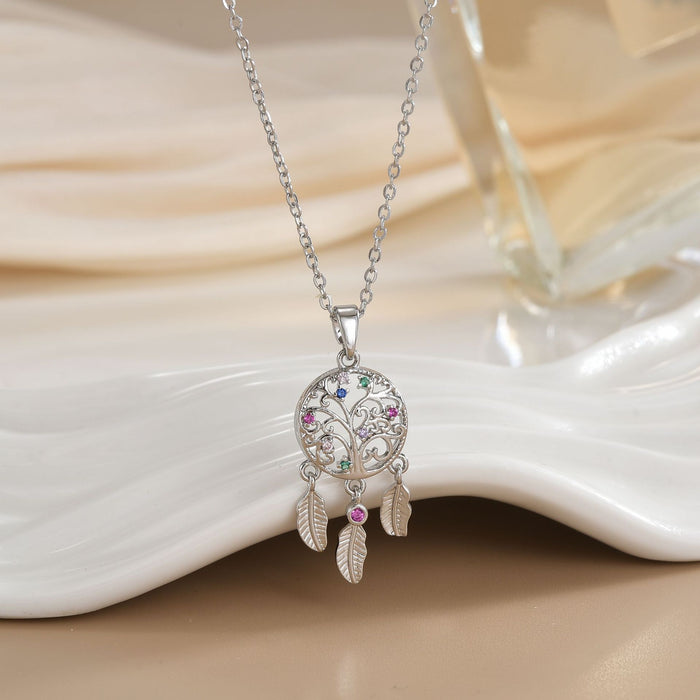 Wholesale Copper Gold Plated Dream Catcher Design Pendant Niche Necklace Women's Jewelry