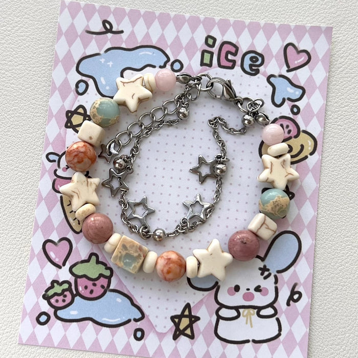 Wholesale Beaded Star Bracelet with Zircon Inlay Alloy Geometric Women' s Jewelry Accessory