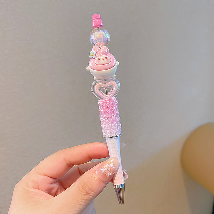 Wholesale Cartoon Plastic Crystal Sparkling Diamond Rotating Bead Neutral Pen JDC-PN-PeiNi001