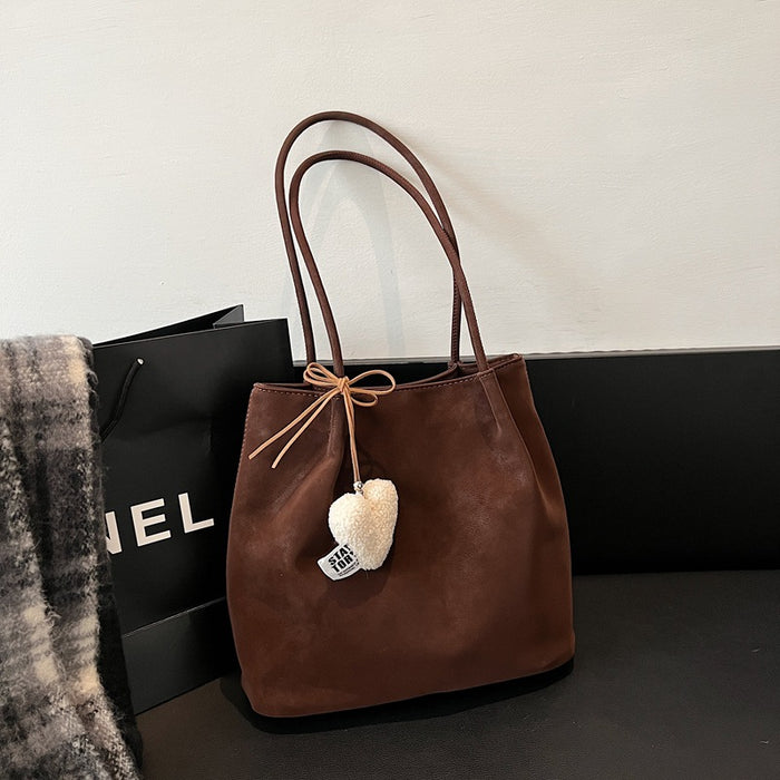 Wholesale Retro suede tote bag, fashionable large capacity armpit bag, casual commuting shoulder bag
