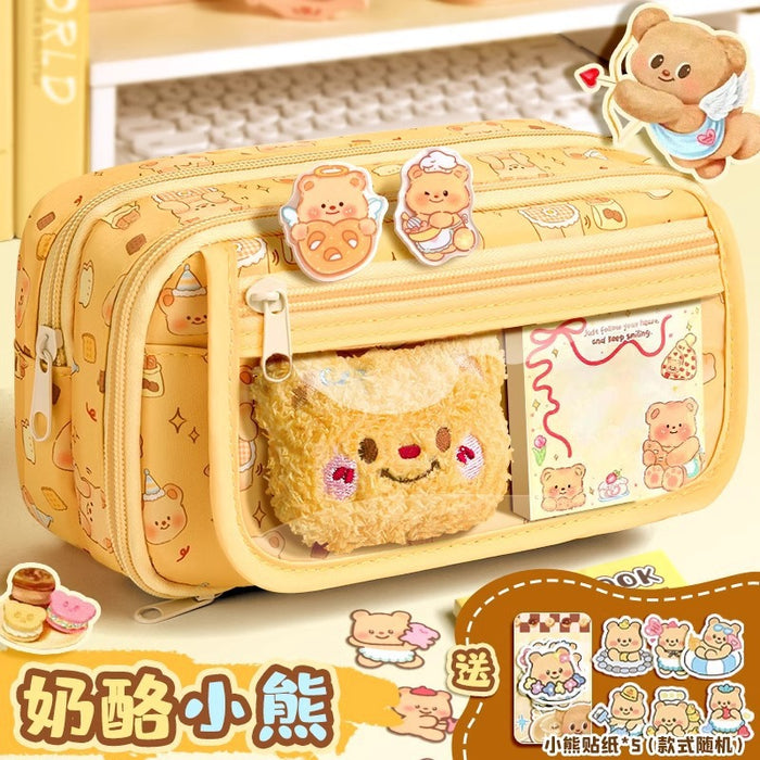 Wholesale Trendy Cute Pencil Case Large Capacity 9-Layer Flip with Butter Bear Design for Students stationery