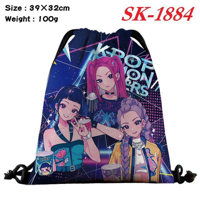 Wholesale Kpop drawstring storage bag with large capacity and full color design also functions as a shopping bag