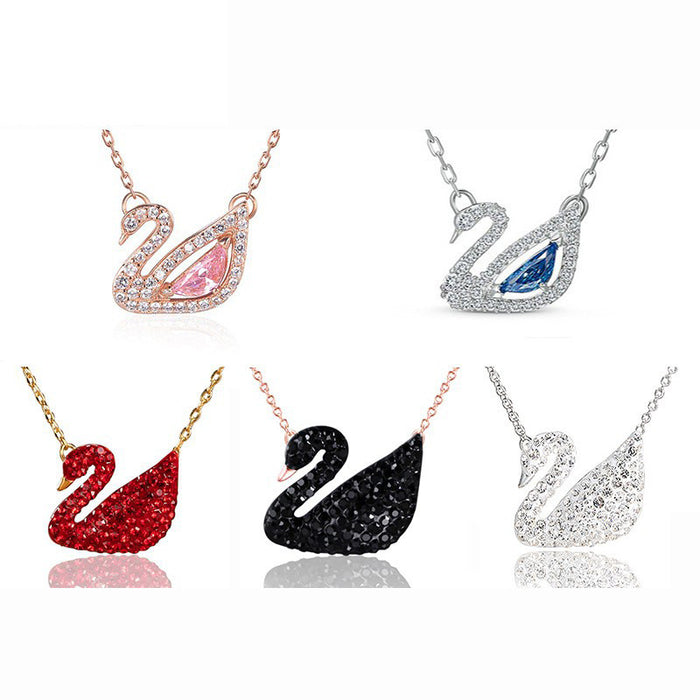 Wholesale Diamond-encrusted swan necklaces come in a variety of colors