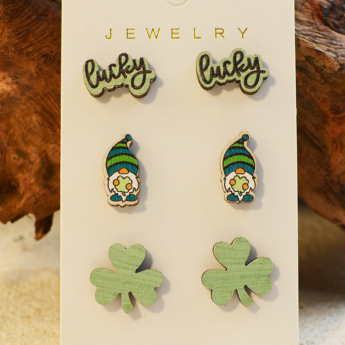 Wholesale of St. Patrick's Day Carnival Wooden Earrings JDC-ES-ChenC014