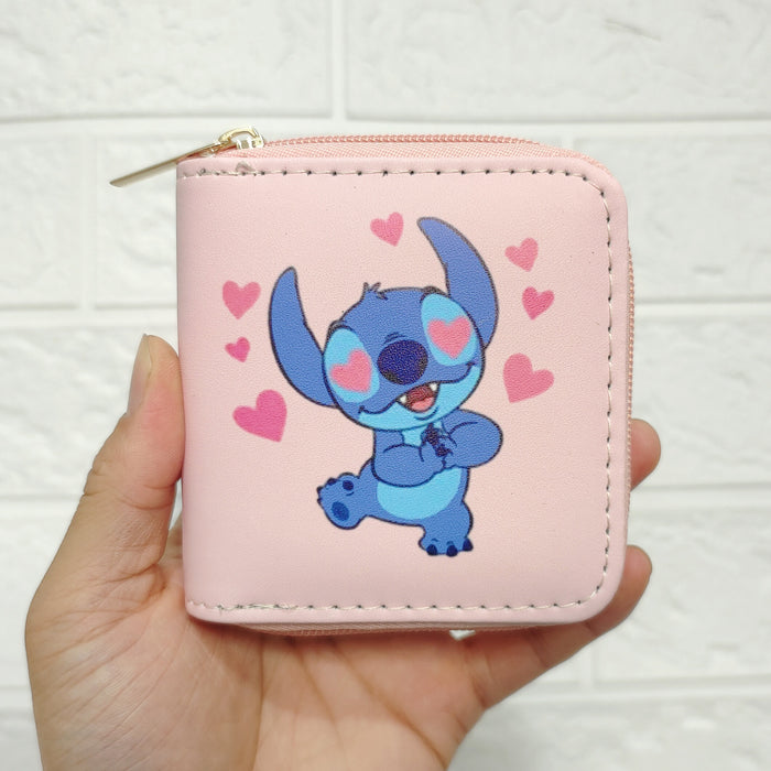 Wholesale Cartoon Stitch PU Short Zipper Small Wallet 2132 Stitch Wallet Printed Clutch Bag JDC-WT-DengX005