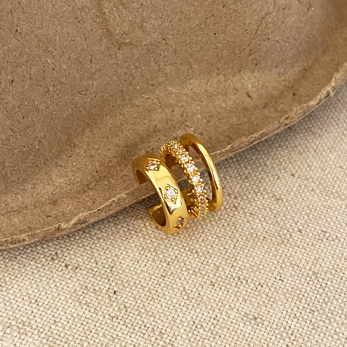 Wholesale Multi-layered,  niche,  versatile zircon-embedded Clip Earrings