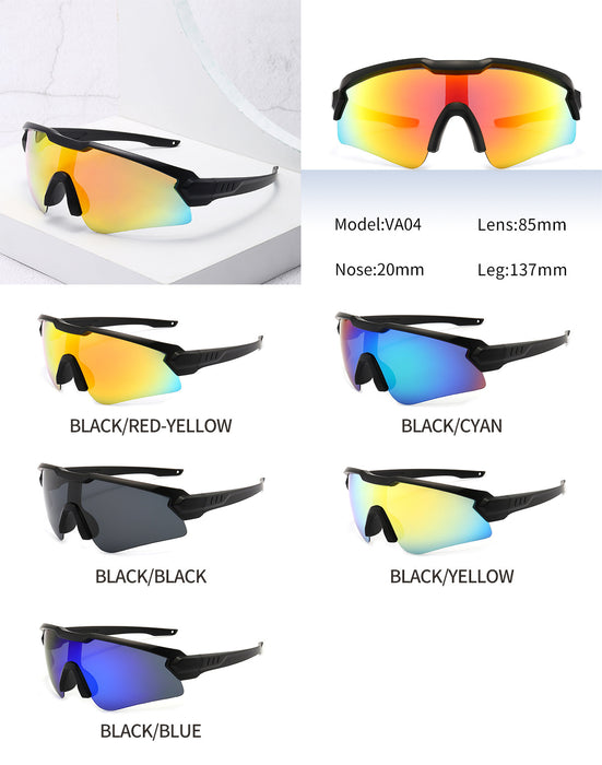 Wholesale New one-piece polarized sports sunglasses, outdoor windproof riding sunglasses, fashionable large frame colorful glasses