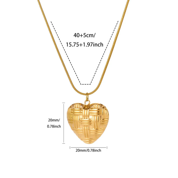 Wholesale  Stainless steel heart-shaped zircon pearl pendant necklace