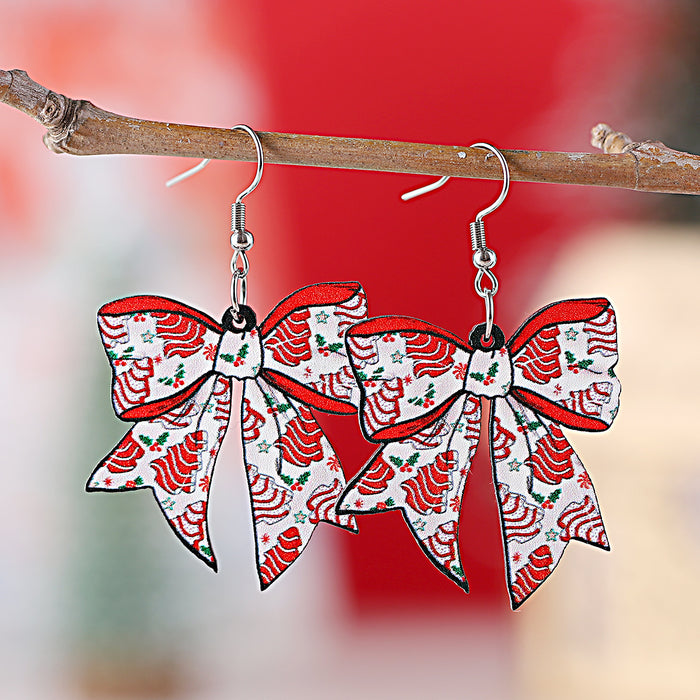 Wholesale Christmas gingerbread man Christmas tree bow pendant earrings