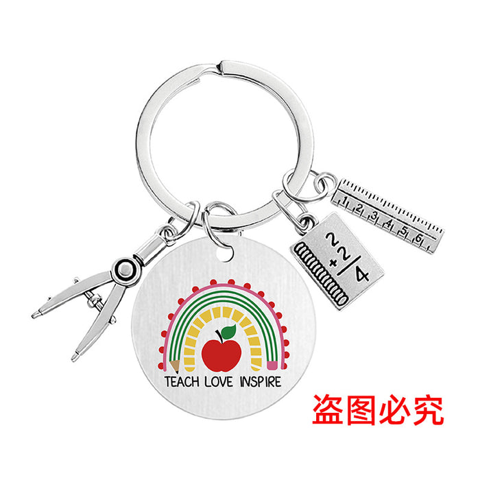 Wholesale Teacher's Day Metal Engraving Keychains JDC-KC-GangGu054