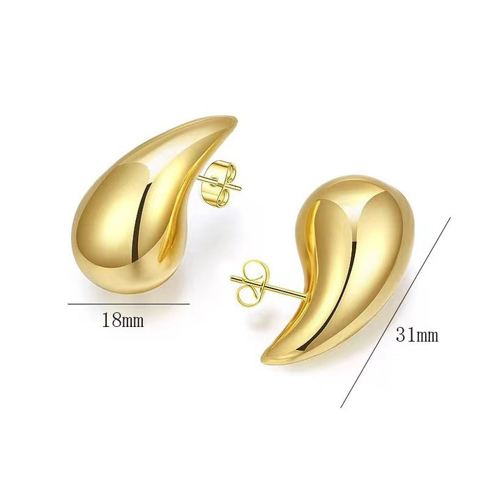 Wholesale Stainless steel hollow water droplet earrings with high-end feel and gold-plated surface for simplicity