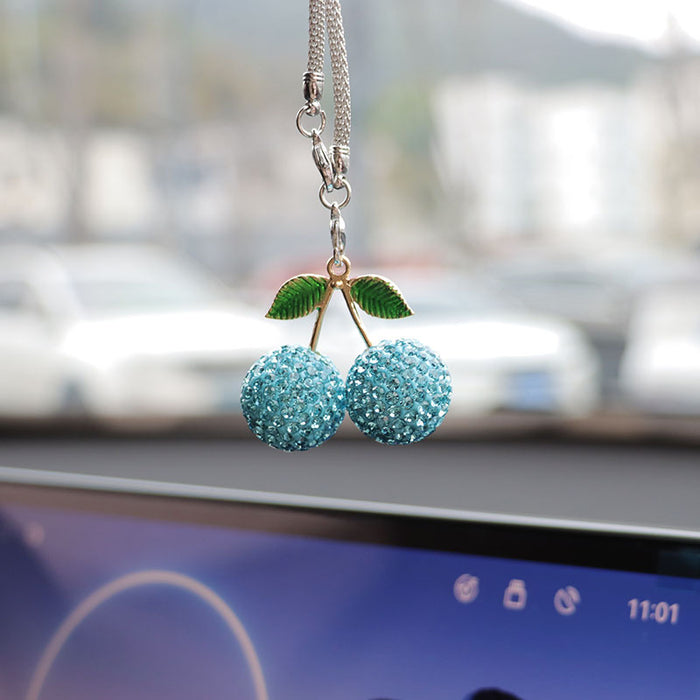 Wholesale Crystal Cherry Strawberry Car Charm Pendant Trendy Car Key Accessory