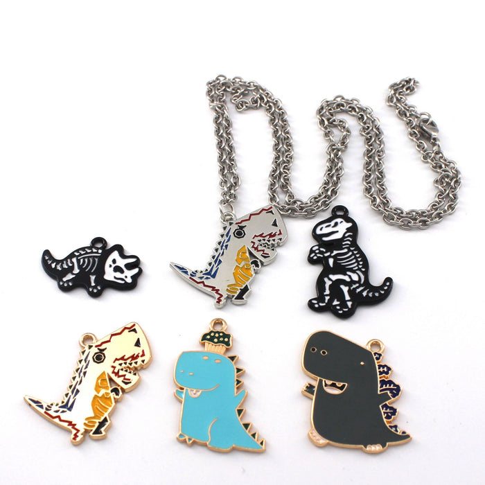 Wholesale 10pcs Cute Big Dinosaur Alloy Oil Drop Pendant Keychain Pendant Accessories
