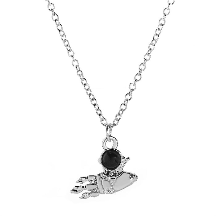 Wholesale Luminous hexagonal pillar pendant, astronaut heart magnetic buckle leather rope, star picking necklace