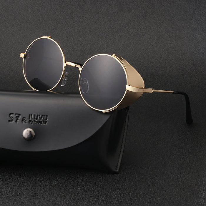 Wholesale edging round sunglasses men's round punk sunglasses men's