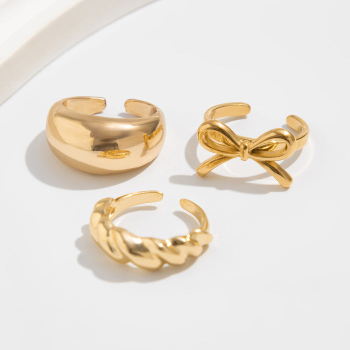 Wholesale  Irregular Liquid Line Open Ring Set Ring Niche Light Luxury Ring