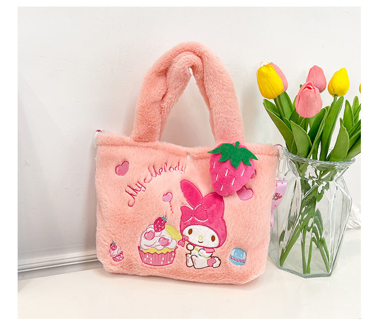 Wholesale Cute cartoon handbag shoulder messenger bag plush toy grab baby