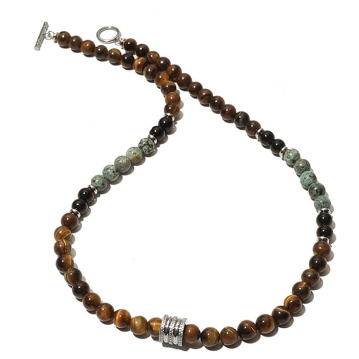 Wholesale 6mm stone bead necklace with OT clasp beaded jewelry  collarbone chain