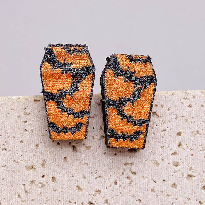 Wholesale  Earrings Horror Pumpkin Ghost Bat Wooden Earrings