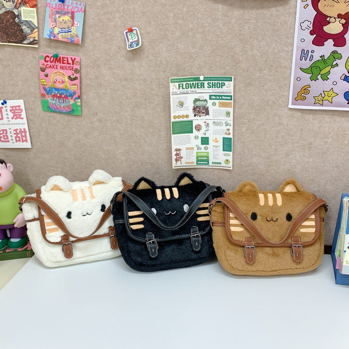 Wholesale Cat Plush Small Bag Shoulder Bag Cartoon Plush Doll Handbag Women's Bag