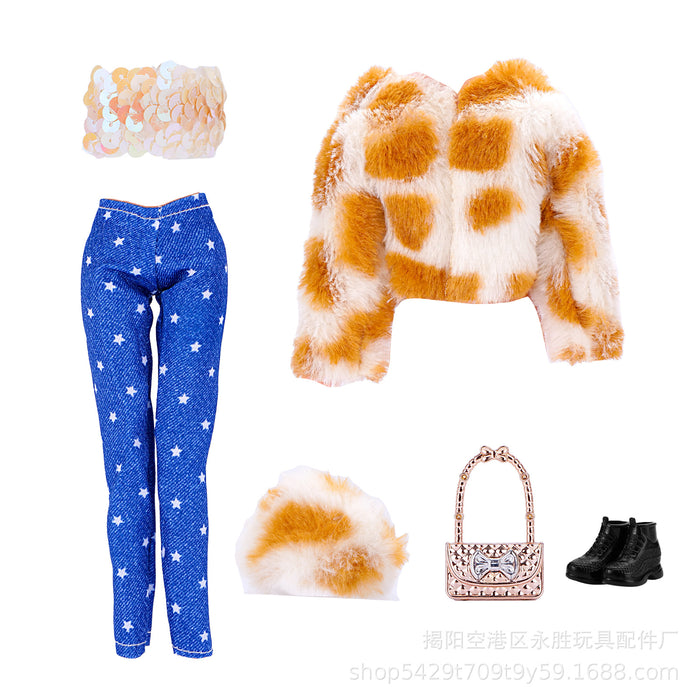 Wholesale Supermodel doll multicolor plush jeans hat suit