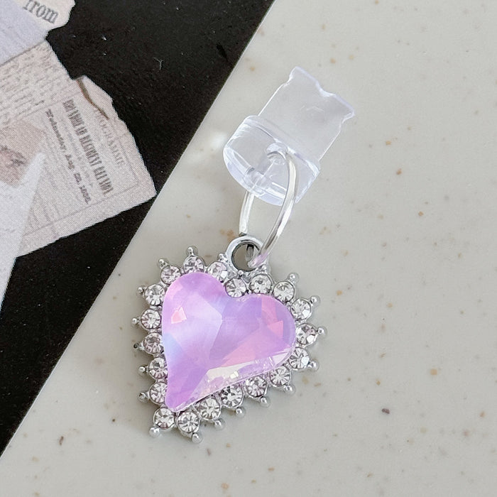 Wholesale Alloy full diamond heart crystal pendant Mobile Phone Stands charm
