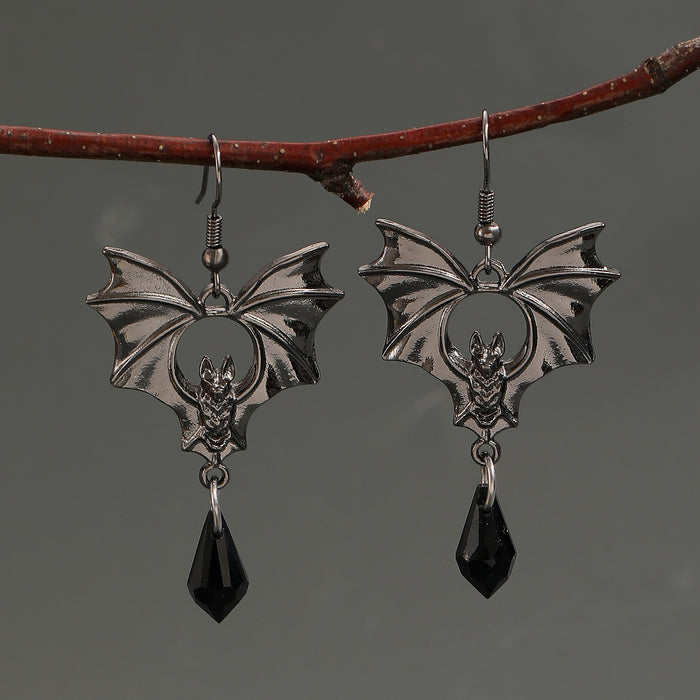 Wholesale Dark Gothic Punk Style Black Bat Red Crystal Earrings Women  Earrings