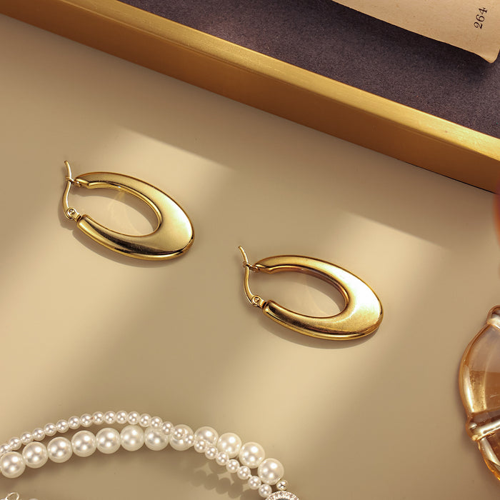 Wholesale Stainless steel geometric solid smooth earrings are fashionable, simple, and high-end ear loops and accessories