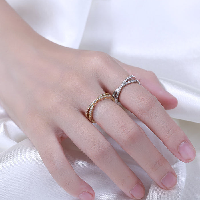 Wholesale Exquisite zircon inlaid open ring with simple temperament, niche ring accessory