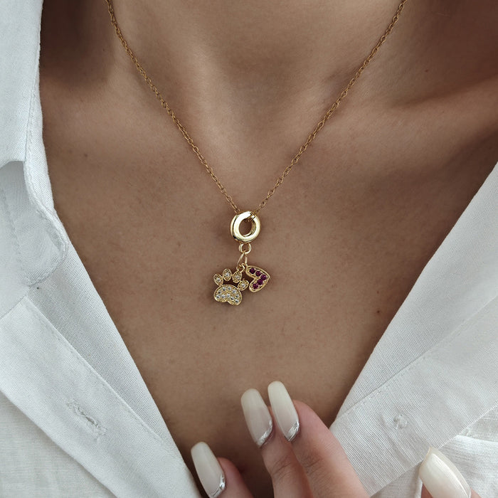 Wholesale Creative New Love Fashion Clavicle Chain Simple and Exquisite Color Pendant Exquisite Zircon Necklace for Women