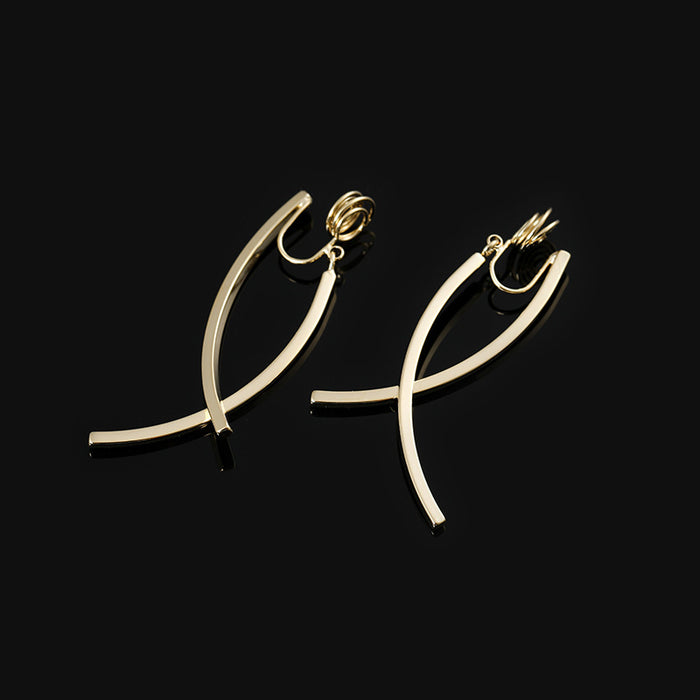 Wholesale coil ear clip metal glossy cross stud earrings Silver Needle