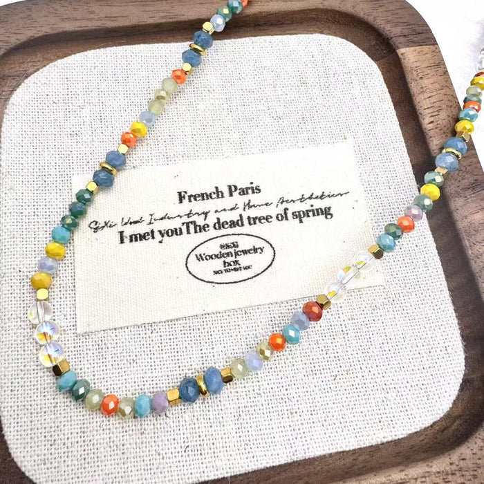 Wholesale Pearl Crystal Necklace Colorful Four Seasons Wear Light Luxury Fashion Collar Chain