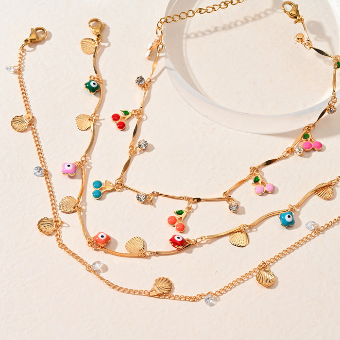 Wholesale New personalized stainless steel ankle chain paired with shell pendant color preservation wholesale