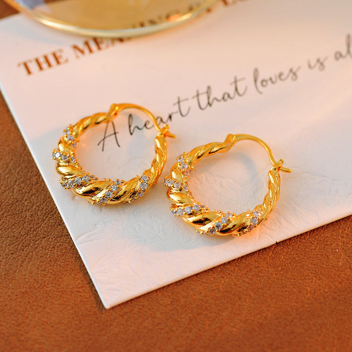 Wholesale  Golden Zircon Earrings  Elegant Elegant Earrings Women's  Ear Ring Ear Buckle