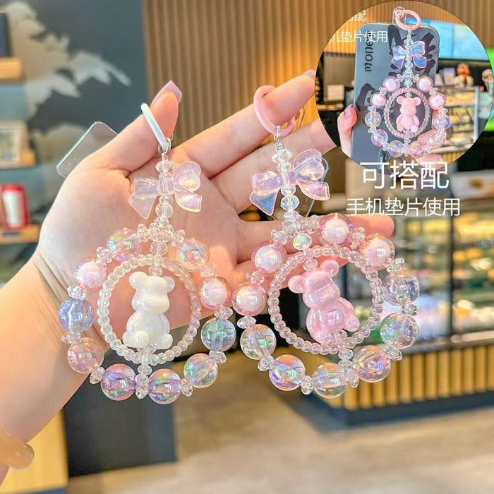 Wholesale Cute Double-Sided Bear Handmade Beaded Acrylic Keychain