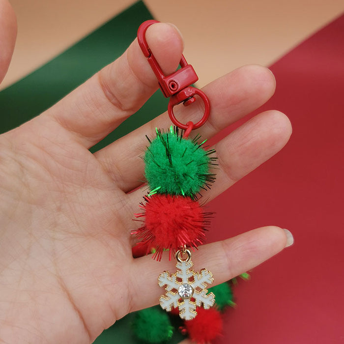 Wholesale Christmas Mobile Phone Pendant Cute  Bag Pendant Snowflake Christmas Tree Keychain Hanging Chain