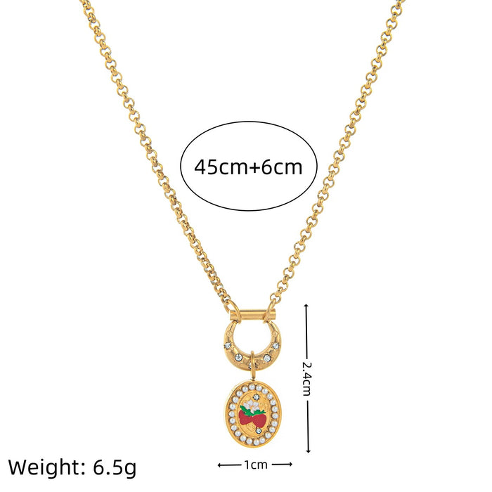 Wholesale Stainless steel pearl strawberry necklace for women