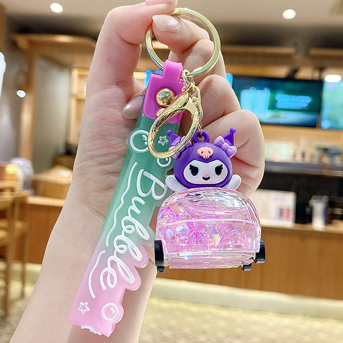 Wholesale Cute Donut Design Crystal Sand Floating Keychain Acrylic Fashion Accessory for Bags